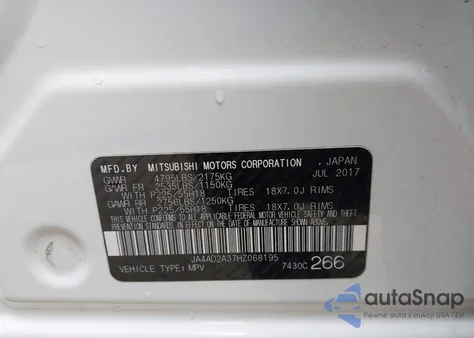 2017 Mitsubishi Outlander Es из США, поврежденный, VIN JA4AD2A37HZ068195